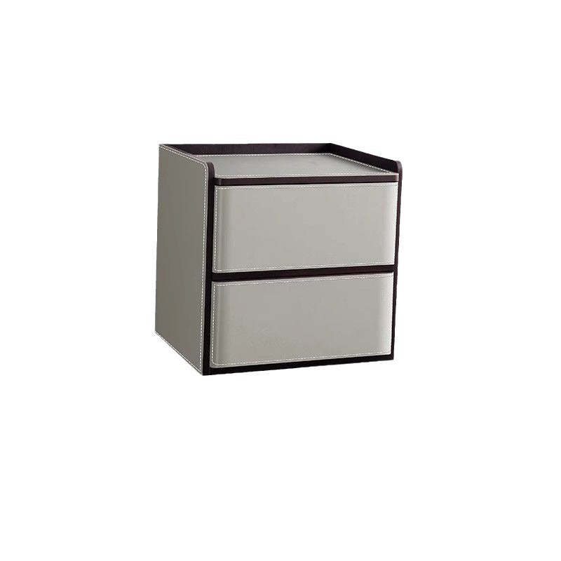 Nordic Leather Wood 2-Drawer Nightstand