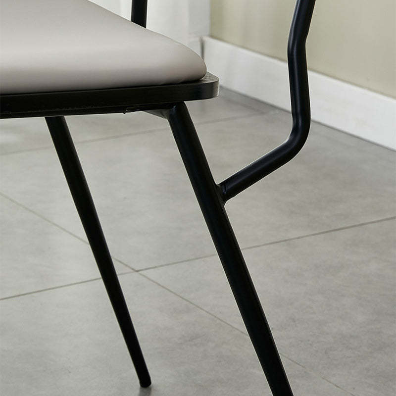 Scandinavian Leather Metal Dining Chair — Electroplate Legs / Original Wood Color / Orange