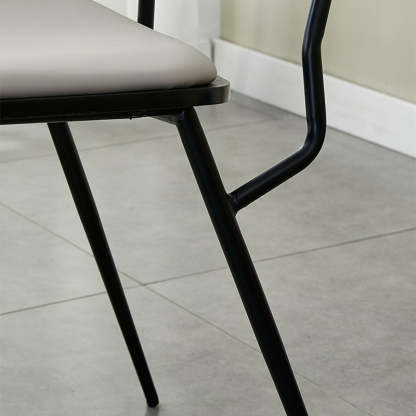 Scandinavian Leather Metal Dining Chair — Electroplate Legs / Original Wood Color / Orange
