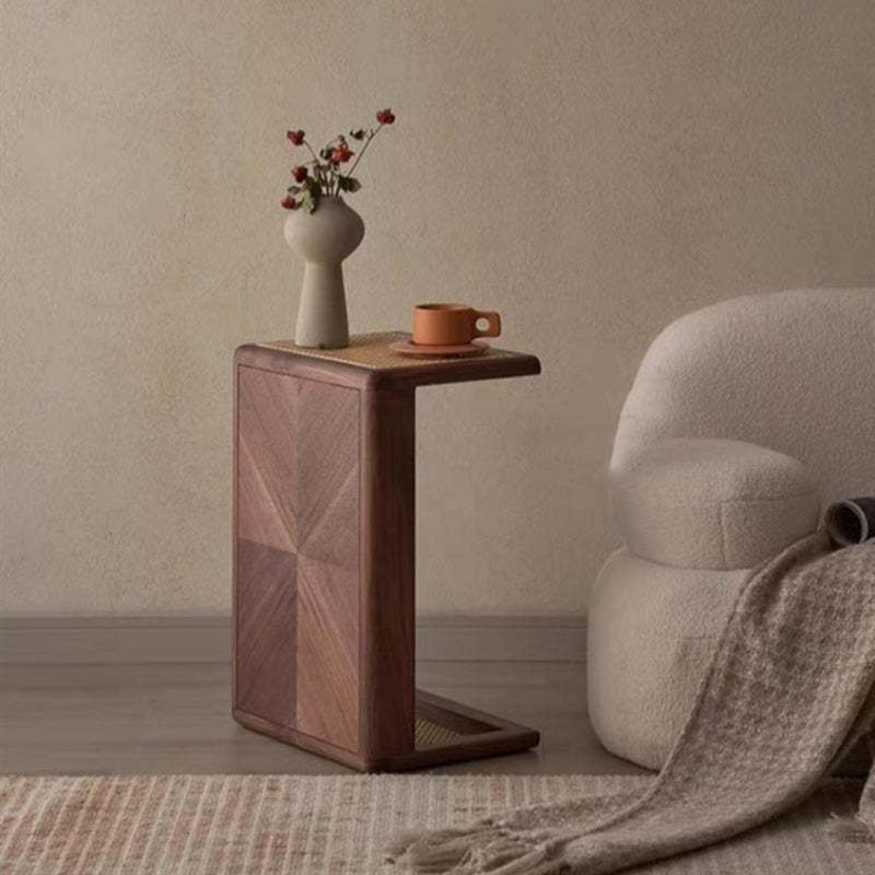 Japanese Solid Wood Steel End Table