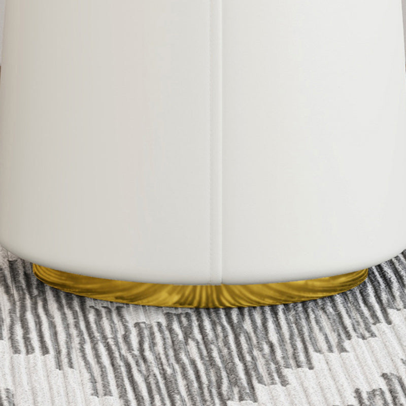 Minimalist Napa Leather Wood Round Vanity Stool