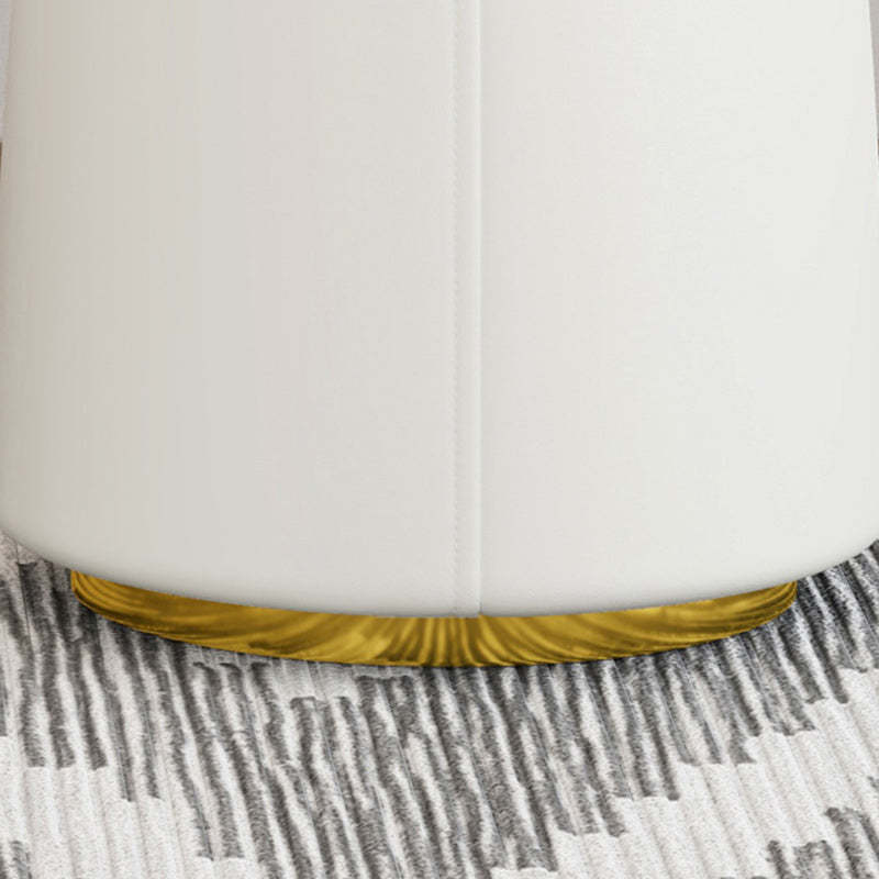 Minimalist Napa Leather Wood Round Vanity Stool
