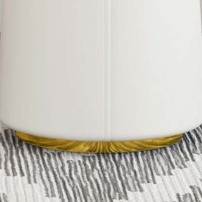Minimalist Napa Leather Wood Round Vanity Stool