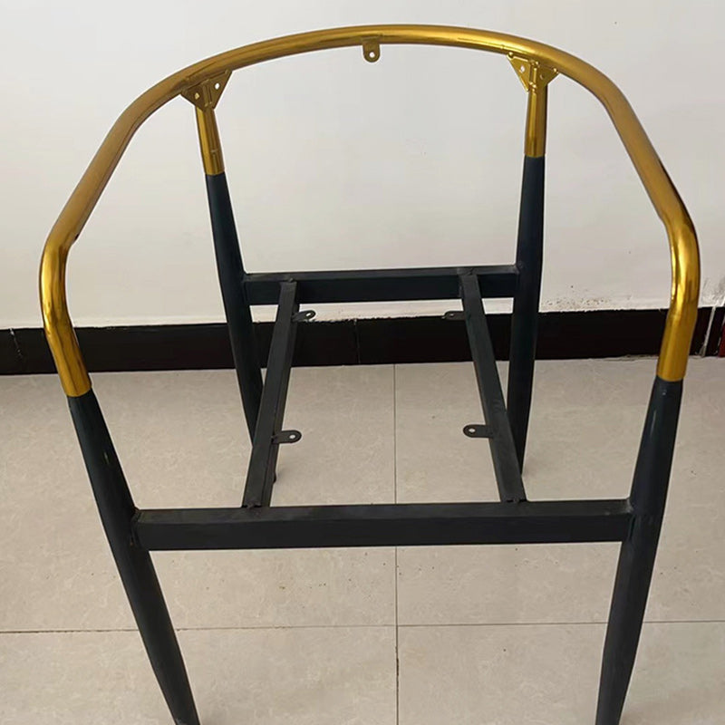 Upholstered Leather Metal Curved Dining Chair