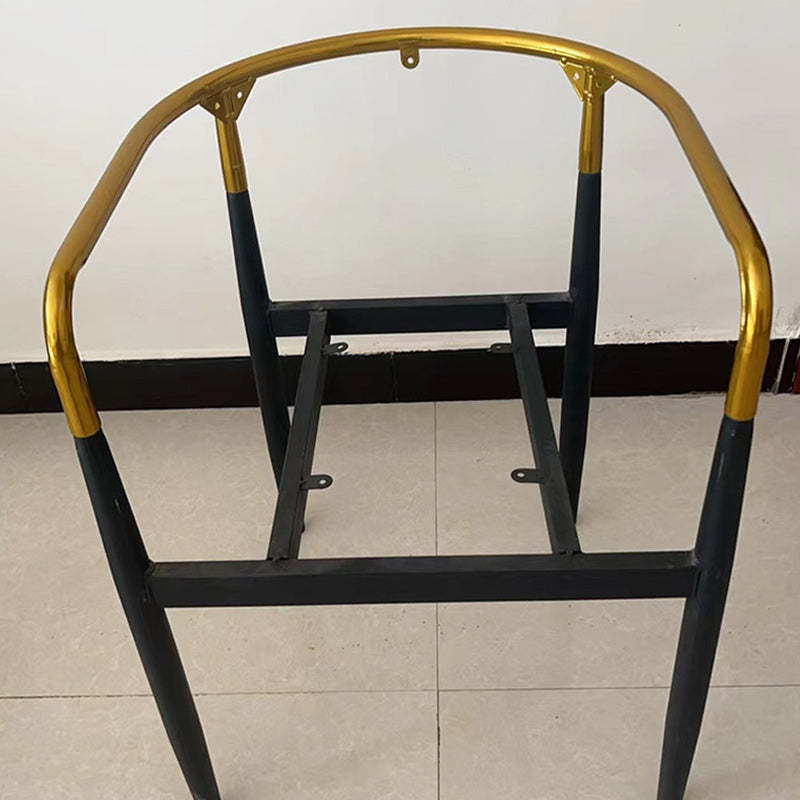 Upholstered Leather Metal Curved Dining Chair