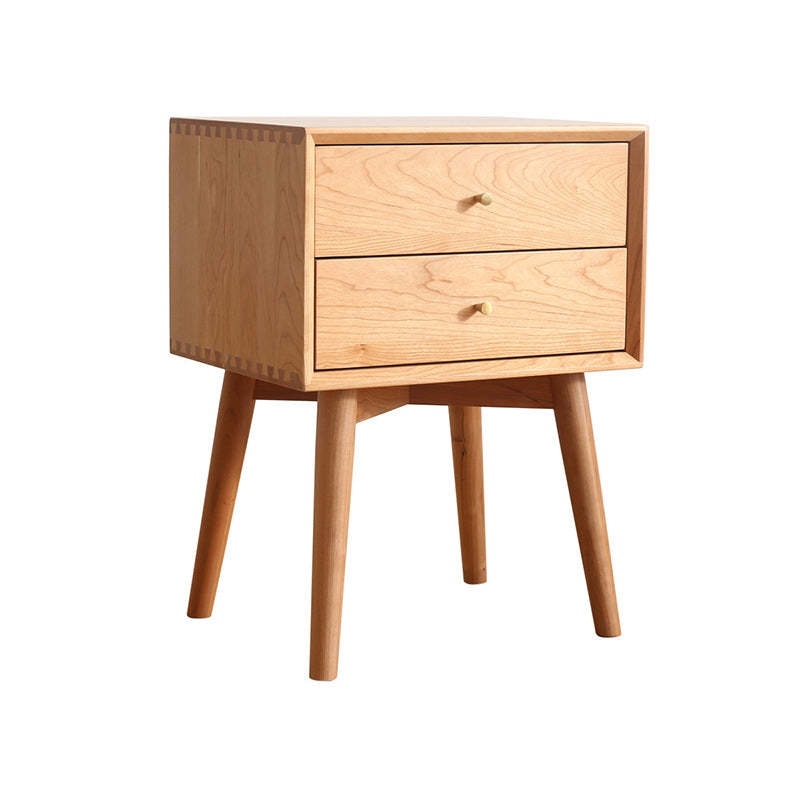Nordic Solid Wood 2-Drawer Nightstand