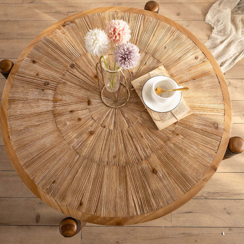 Rustic Round Wood Iron Coffee Table