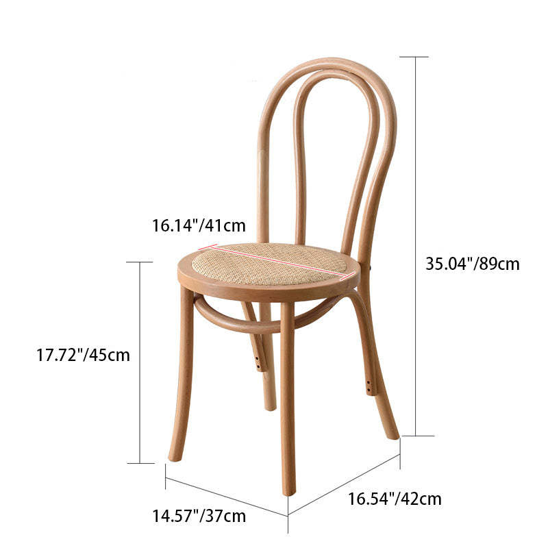 Vintage Round Wood Rattan Chair — Wood / Wood