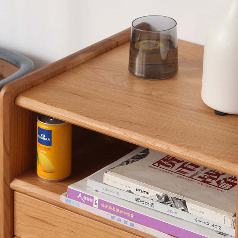 Retro Cherry Wood Oak Walnut 2-Drawer Nightstand