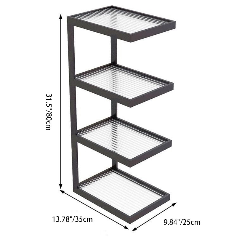 Minimalist Stripe Glass Iron Side Table — 4 / White