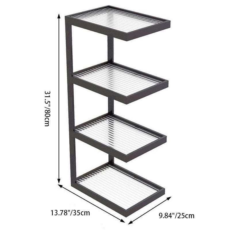 Minimalist Stripe Glass Iron Side Table — 4 / White