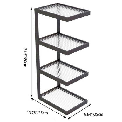 Minimalist Stripe Glass Iron Side Table — 4 / White
