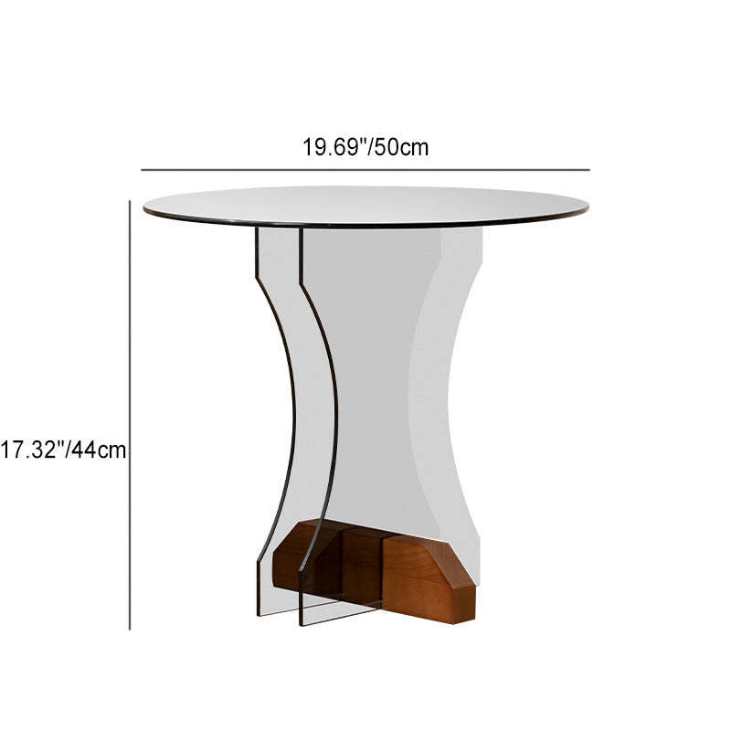 Minimalist Glass Solid Wood Coffee Table — Gray