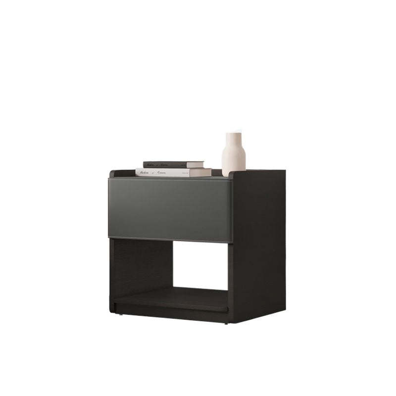 European Wood Leather 1-Drawer End Table