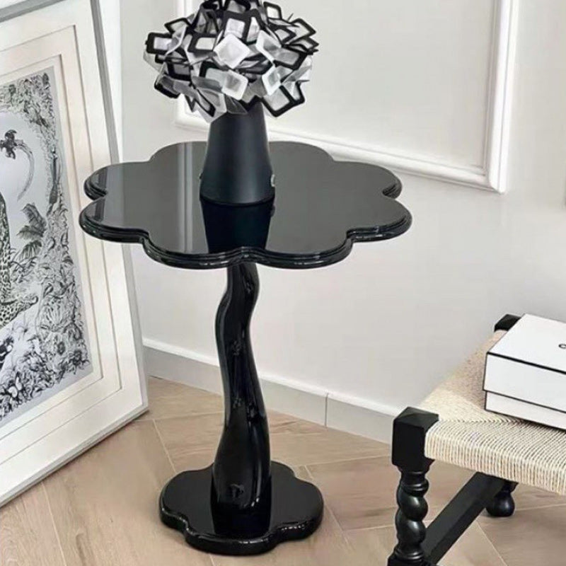 Scandinavian Petal Glass Steel End Table