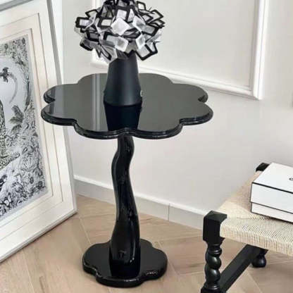 Scandinavian Petal Glass Steel End Table