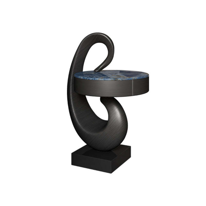 Modern Luxury Swan Stone Wood End Table