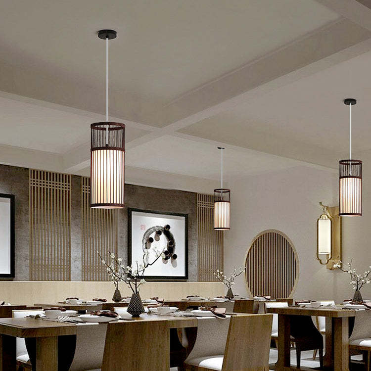 Japanese Zen Bamboo Lantern Pendant Light