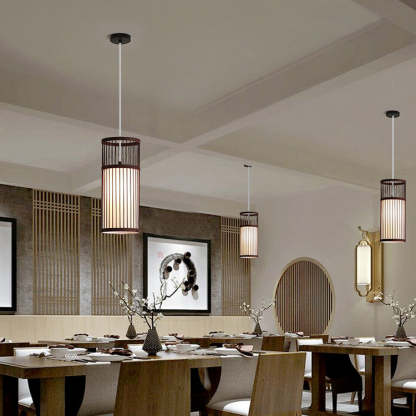Japanese Zen Bamboo Lantern Pendant Light