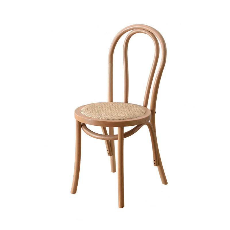 Vintage Round Wood Rattan Chair