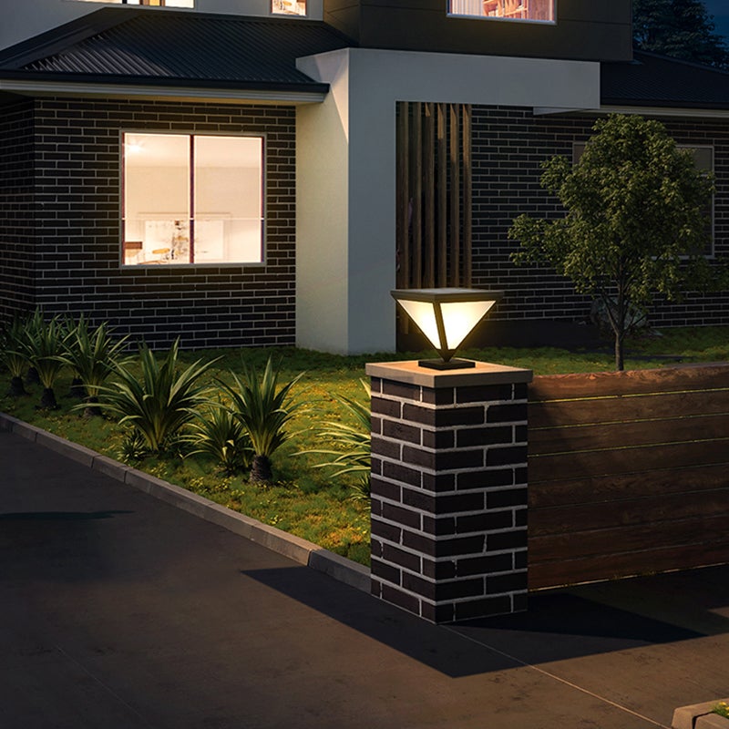 Lighom geometric synthetic outdoor post lights for garden — 10" Diameter / Hardwired