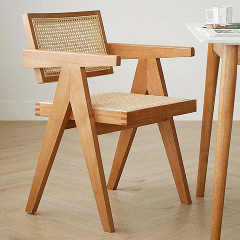 Japanese Rattan Wood V-Frame Dining Chair