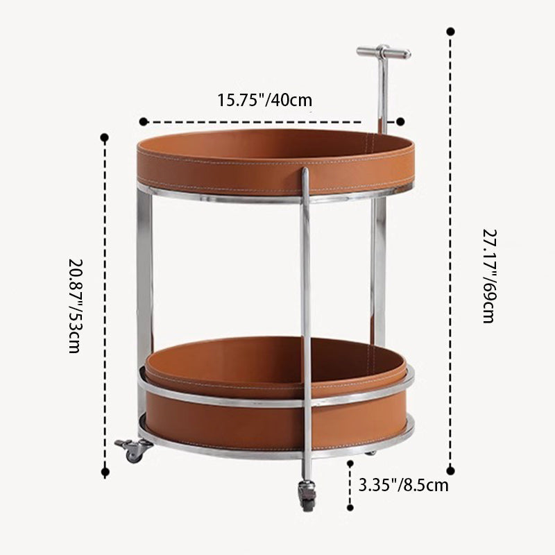 Modern Luxury Leather Steel 2-Tier End Table