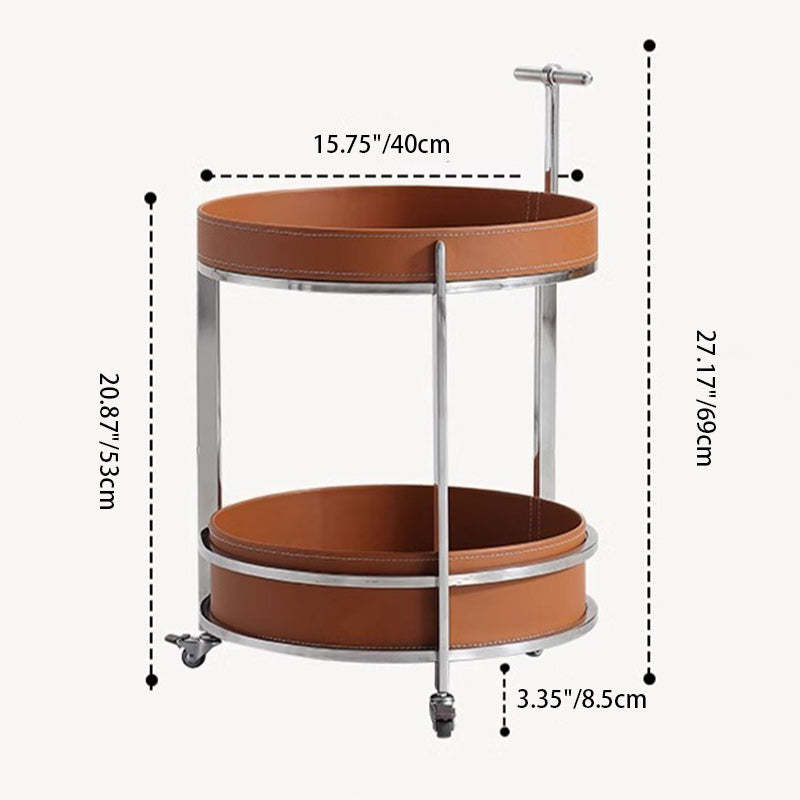Modern Luxury Leather Steel 2-Tier End Table