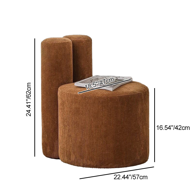 Nordic Rabbit Ears Corduroy Wood Vanity Stool