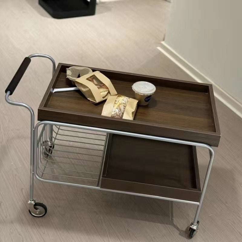 Vintage Removable Wood Metal 2-Tier End Table