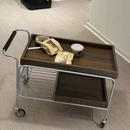 Vintage Removable Wood Metal 2-Tier End Table