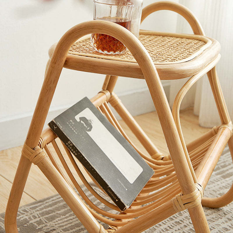 Japanese Woven Rattan Glass Side Table