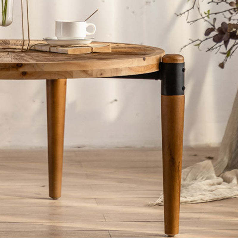 Rustic Round Wood Iron Coffee Table