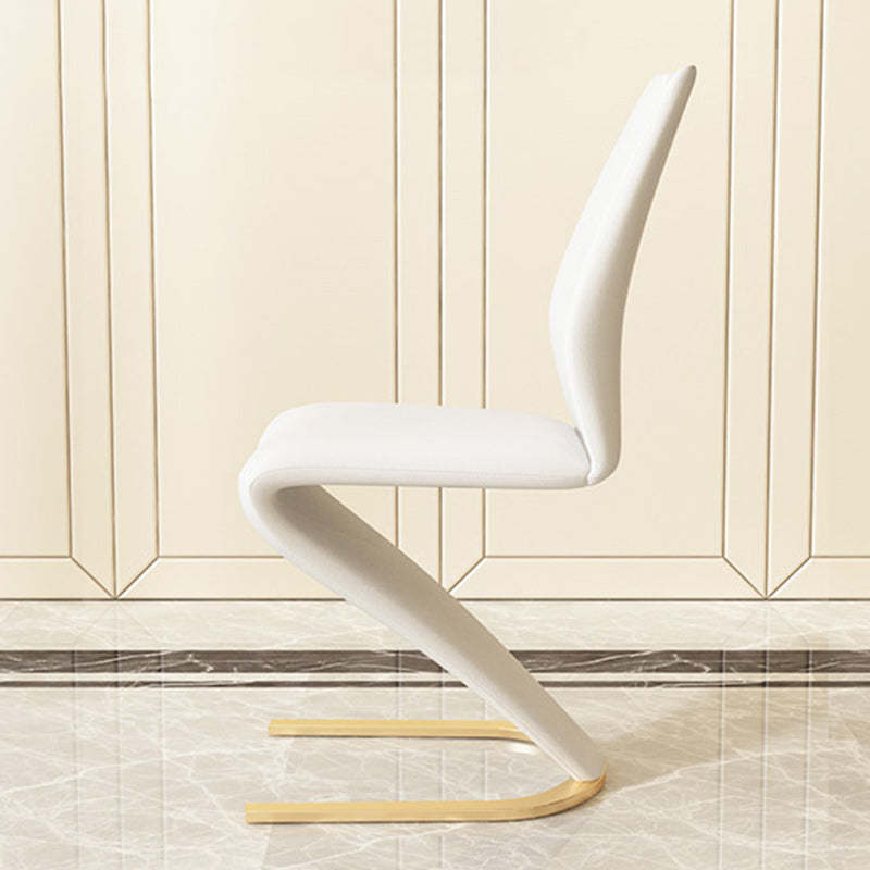 Minimalist U-Shape Titanium Leather Dining Chair