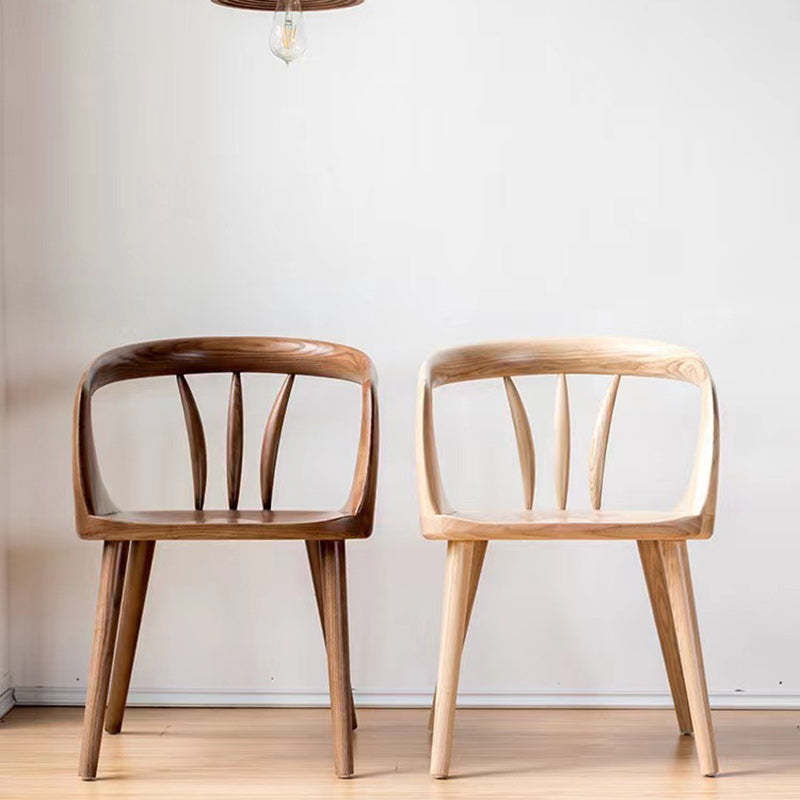Scandinavian Curved Wood Dining Chair — Walnut Color