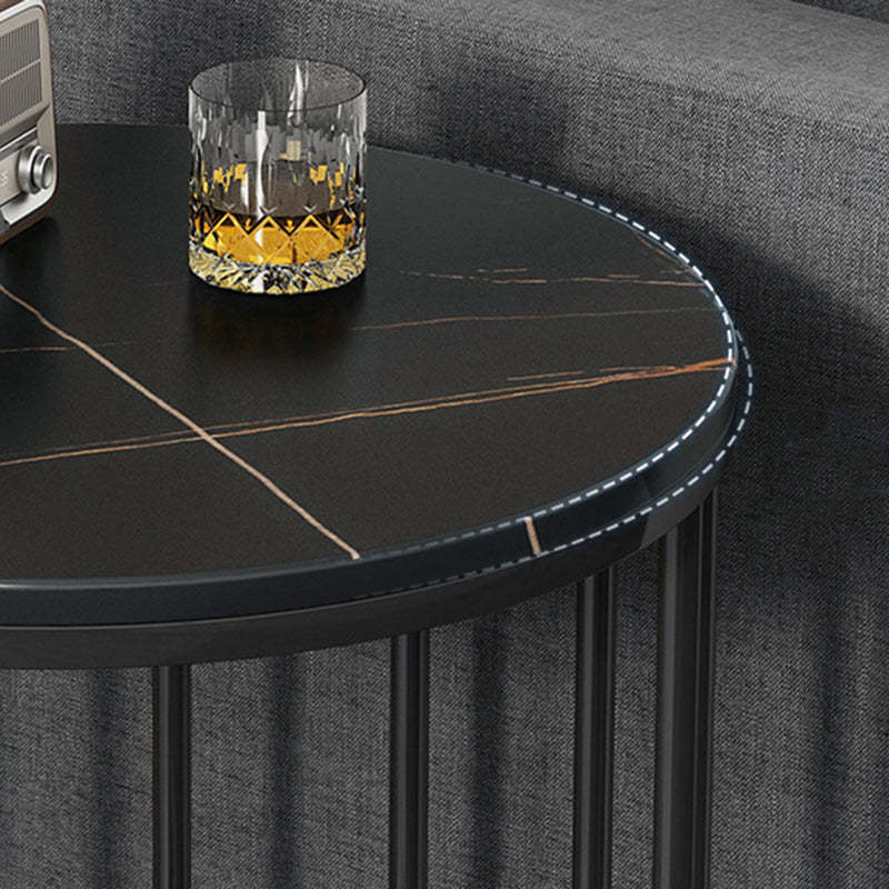 Modern Eclectic Rock Slab Steel End Table