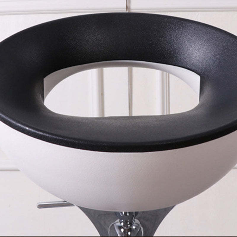 Modern Round Iron Swivel Bar Stool — Black & Red