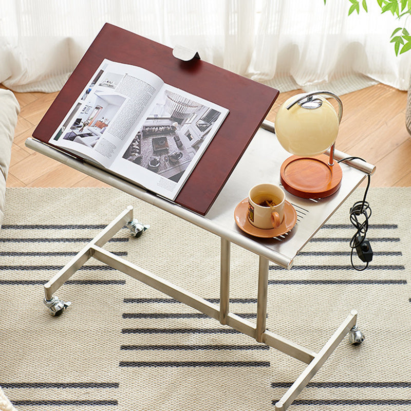 Scandinavian Wood Iron Rectangular End Table 1-Tier