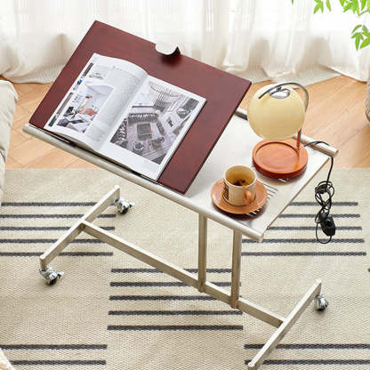 Scandinavian Wood Iron Rectangular End Table 1-Tier