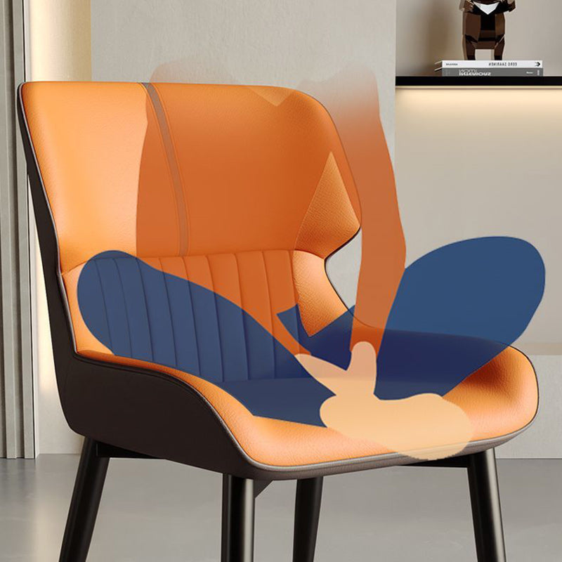 Scandinavian Leather Steel Vein Dining Chair