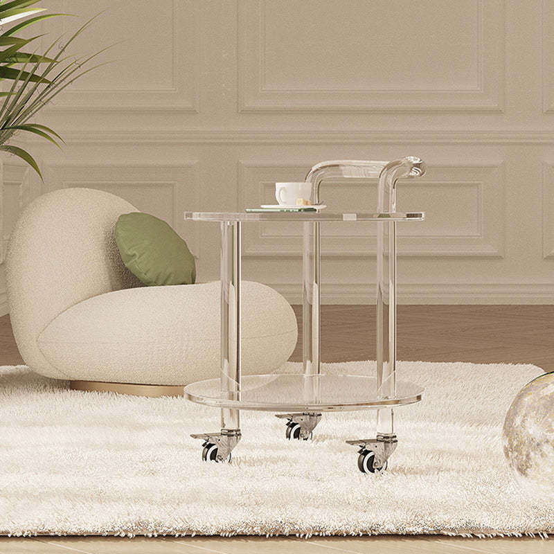 Contemporary Round Acrylic 2-Tier End Table