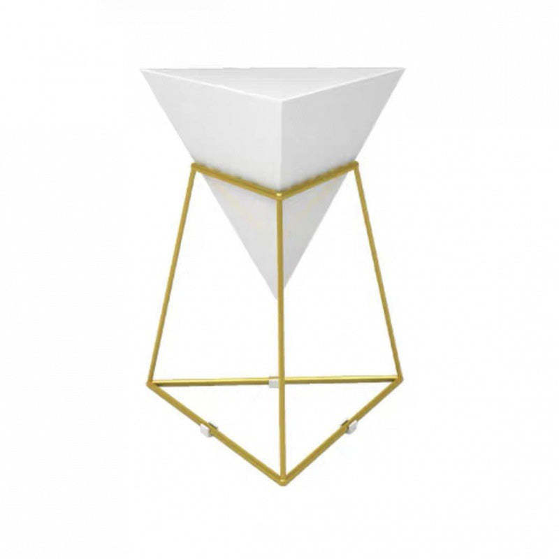 Lighom panel triangle iron end & side tables for bedroom — Gold / White