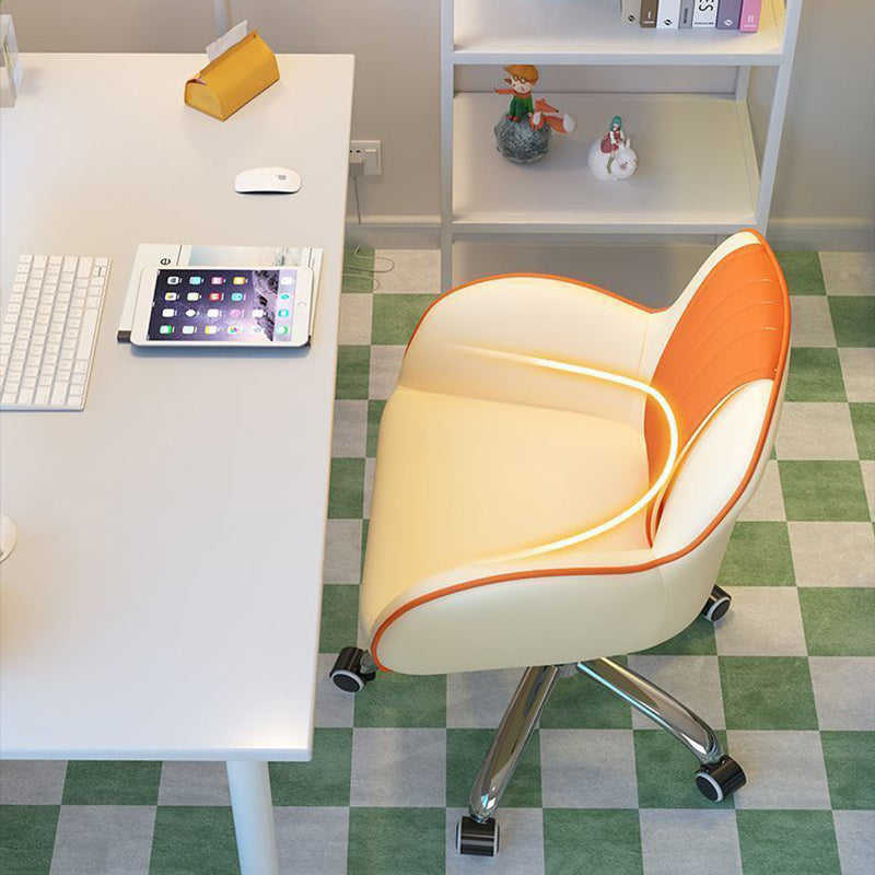 Scandinavian Curved PU Leather Steel Desk Chair