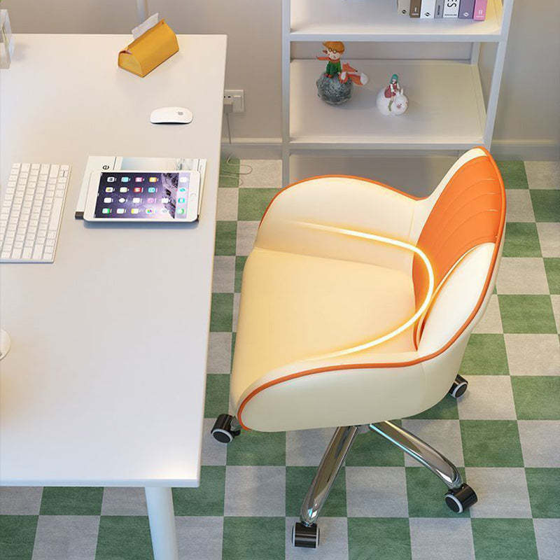 Scandinavian Curved PU Leather Steel Desk Chair