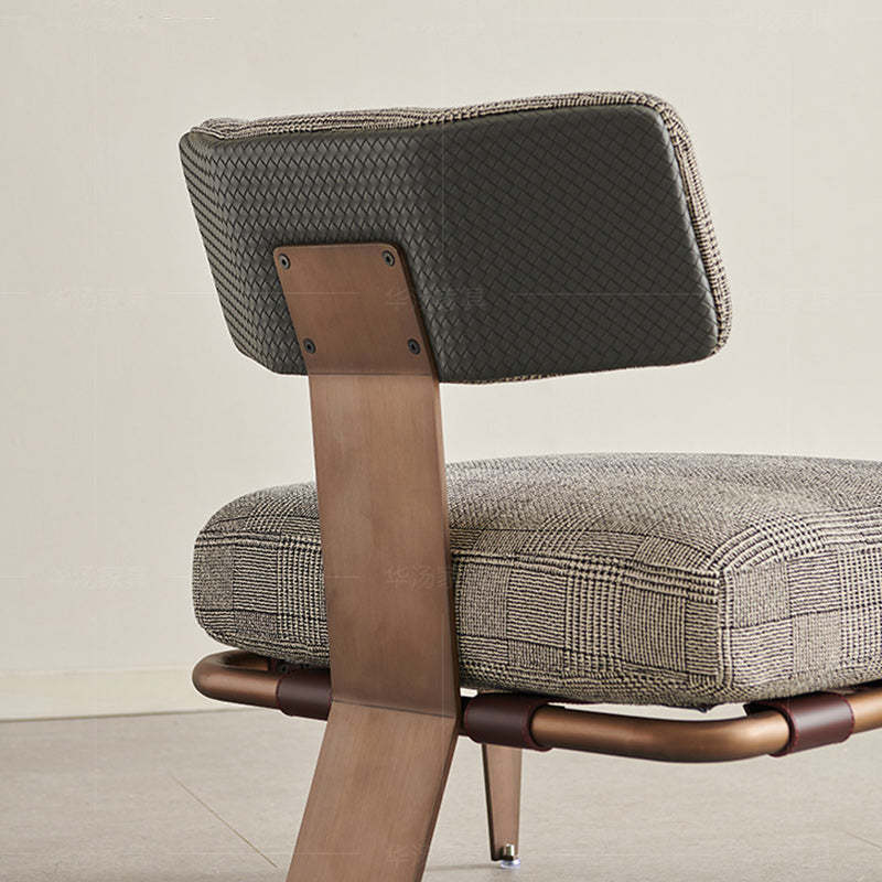 Minimalist Saddle Leather Lattice Base Square Accent Chair
