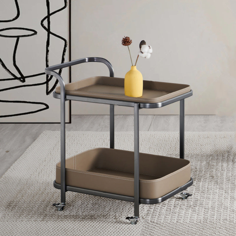 Nordic Leather Rectangular End Table 1-Storage