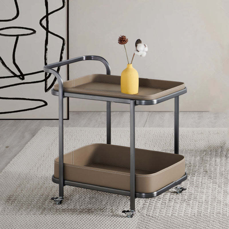 Nordic Leather Rectangular End Table 1-Storage