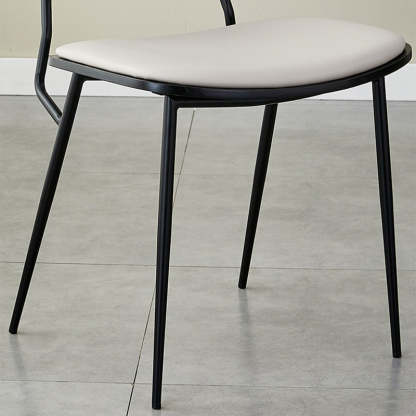 Scandinavian Leather Metal Dining Chair — Electroplate Legs / Original Wood Color / Black
