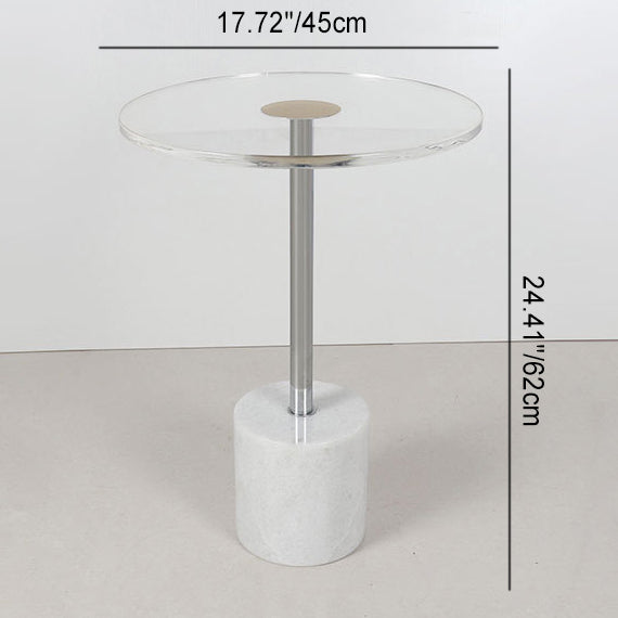 Modern Cylinder Cone Acrylic Marble End Table — Cone / White