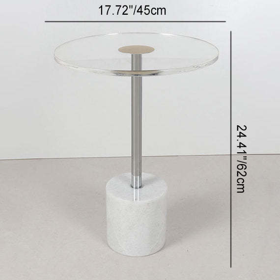 Modern Cylinder Cone Acrylic Marble End Table — Cone / White